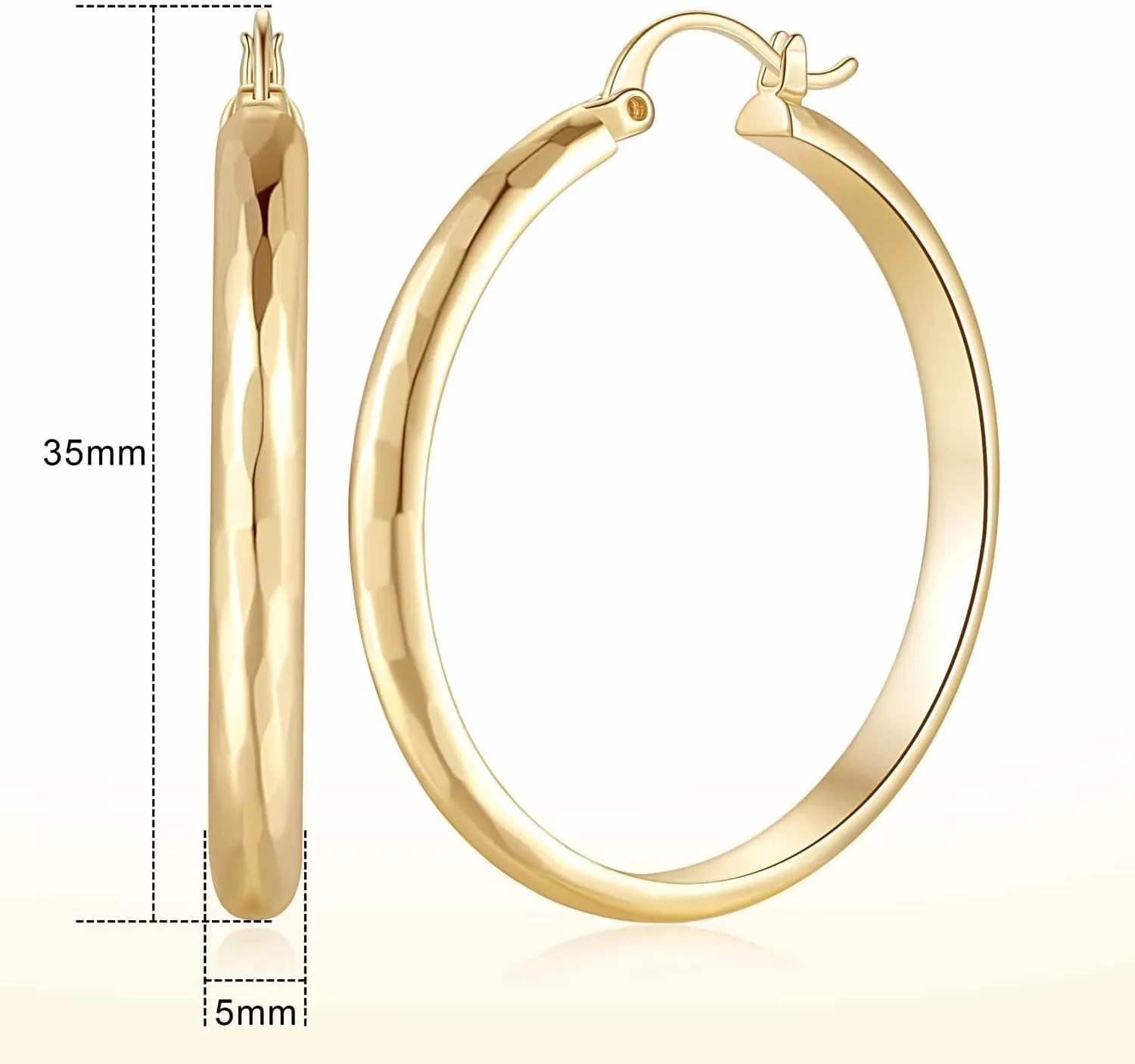 14K Gold Hoop for Wemen Earrings Big Hoop Earrings Large Womens Hoop Earring Gold Timeless Jewelry 35 MM