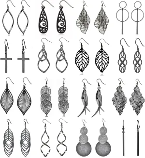 16 Pairs Drop Dangle earrings for Women Fashion Jewelry Dangly Wholesale Earrings Vintage Boho Bohemian Earrings Set