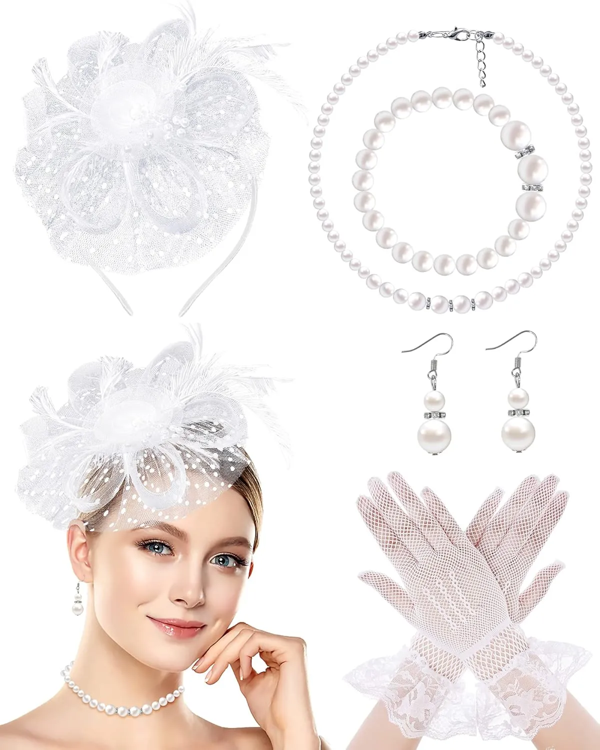 1920s Vintage Fascinators Hat Set for Women Tea Party Headband Cocktail Wedding Halloween Retro Tiara