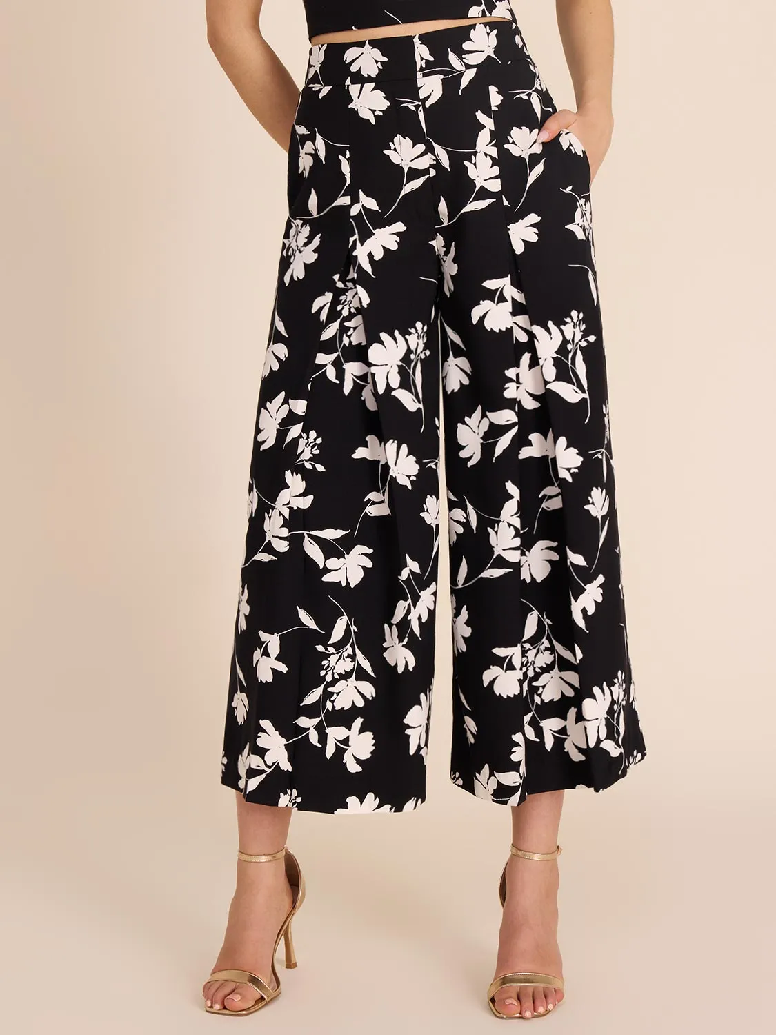 2-Tone High-Rise Wide-Leg Culotte