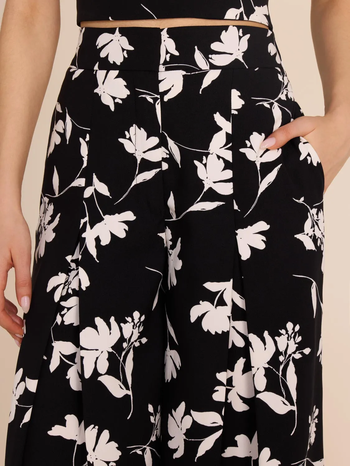 2-Tone High-Rise Wide-Leg Culotte
