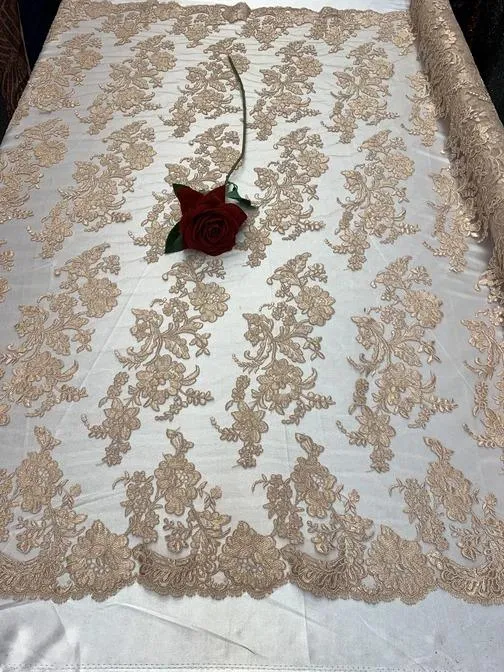 2 Way Stretch Flowers Mesh Lace Embroidered Lace Fabric By The Yard