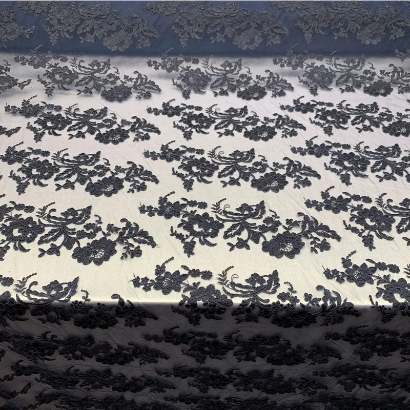 2 Way Stretch Flowers Mesh Lace Embroidered Lace Fabric By The Yard