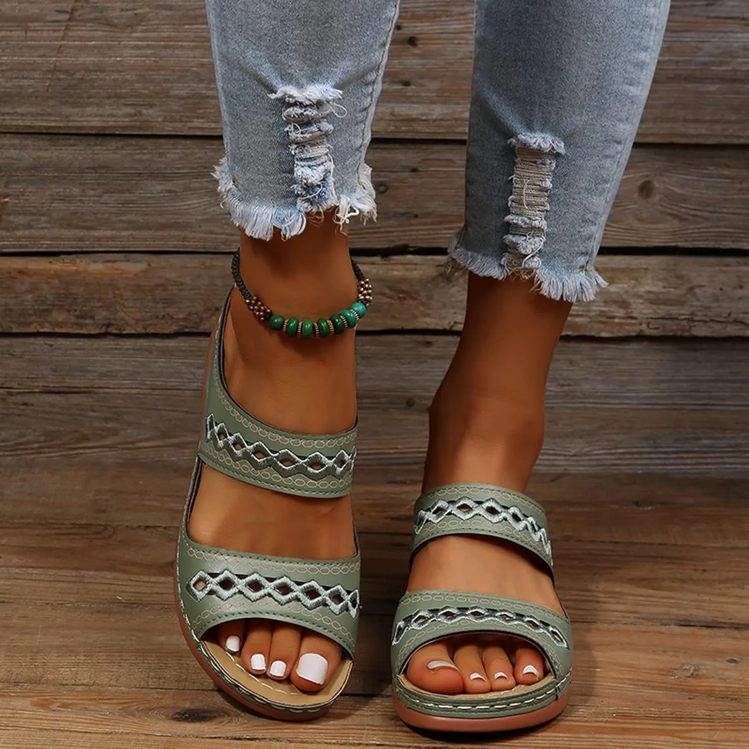 2025 Summer Sandals for Women Comfortable Wedge Sandals Arch Support Walking Sandals Flip Flops Orthopedic Sandals