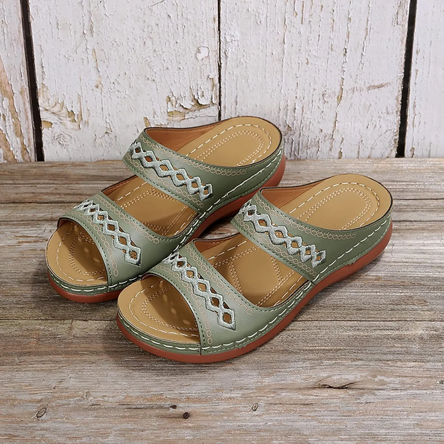 2025 Summer Sandals for Women Comfortable Wedge Sandals Arch Support Walking Sandals Flip Flops Orthopedic Sandals