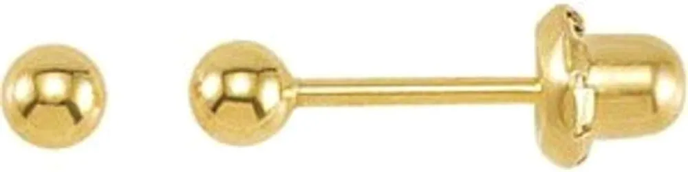 24K Gold Plated Sterling Silver Ball Stud Piercing Earrings