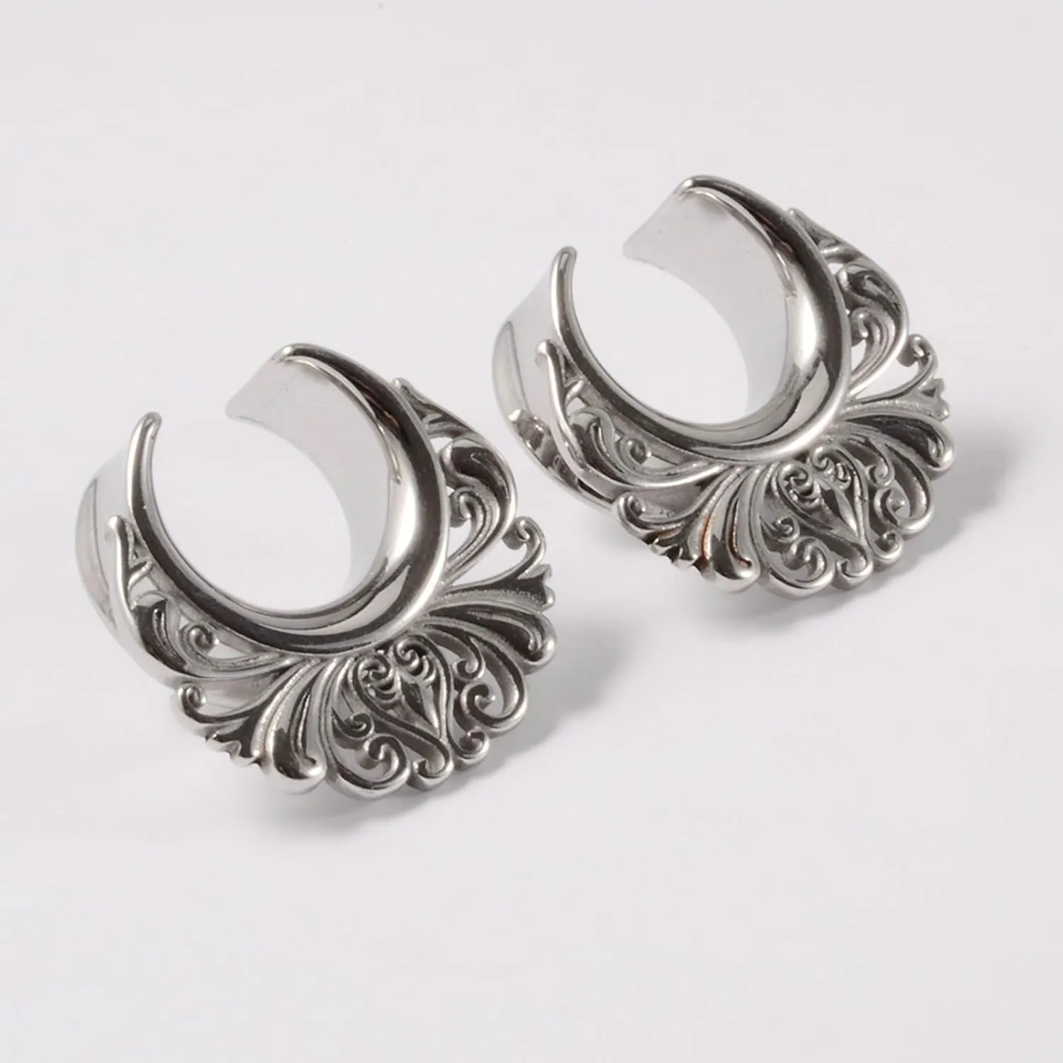2Pcs Gauge Taper Kit, Stainless Steel Gage Starter Kits Hollow Flower Pattern Piercing Tunnels