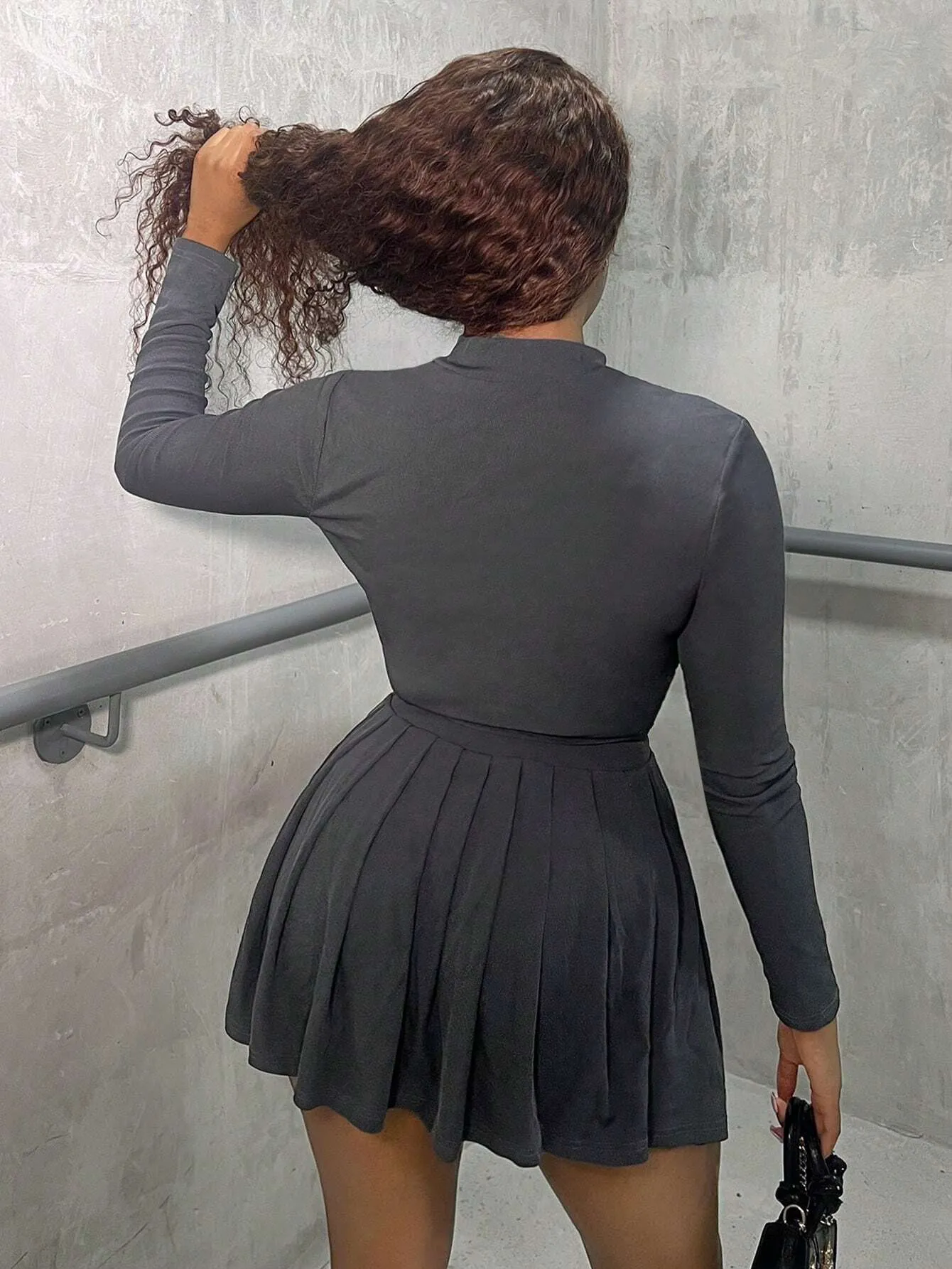 2pcs/Set Casual Letter Print Cropped Top And Mini Skirt, Autumn