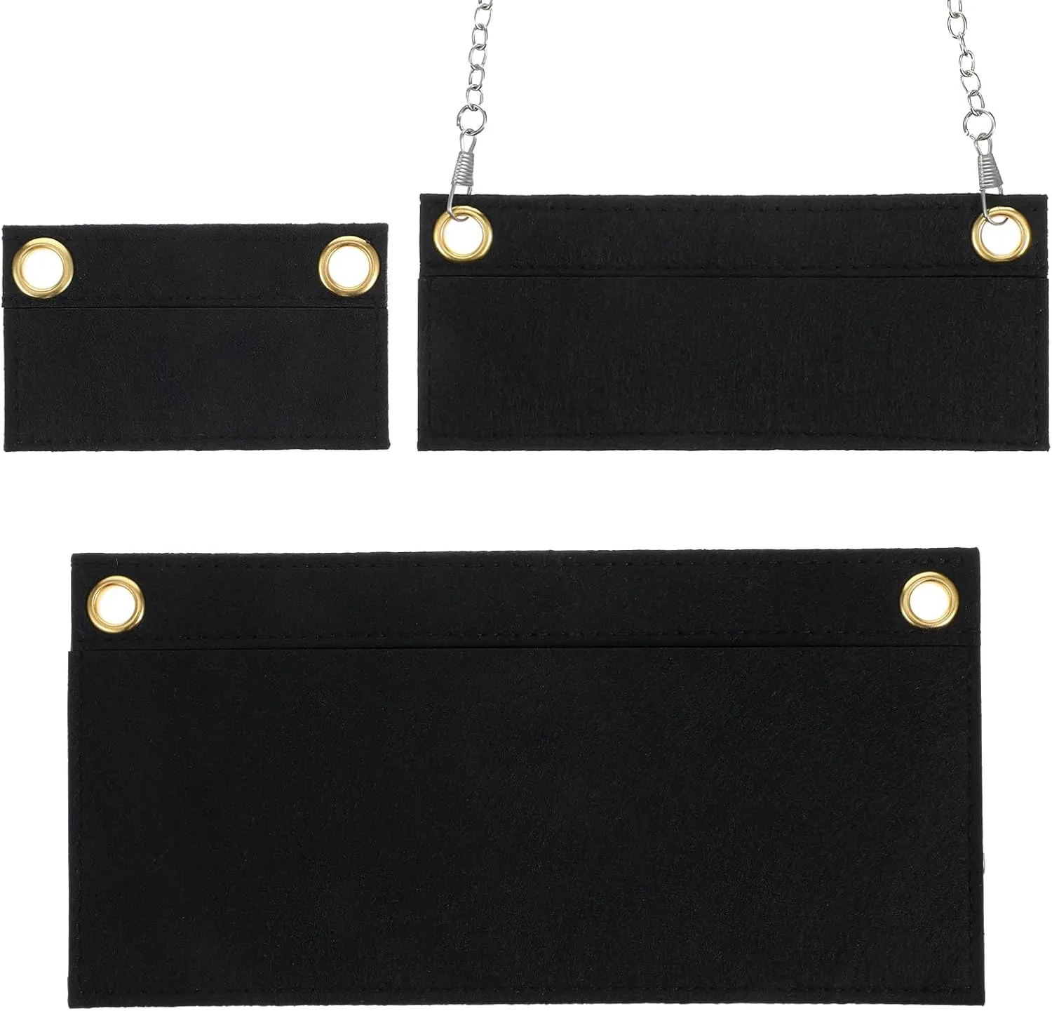 3 Pcs Purse Insert Organizer, Crossbody Conversion Liner 3 Sizes Purse Organizer Insert with Eyelet for Women Envelope Bag Clutch Bag Handbags(No Chain)