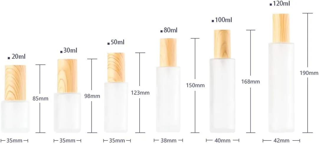 3Pcs 30ml 1oz Matte Glass Pump Bottles - Travel & Toiletries Containers with Wood Grain Lid for Shampoo, Cream, Liquid, Essential Oils