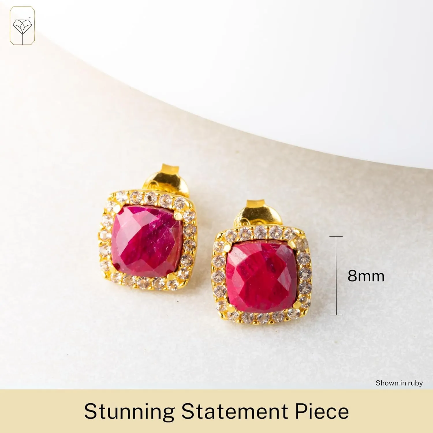 4 Ct. Cushion Cut Gemstone Earrings for Women in 18k Gold Over Sterling Silver | Real Gold Stud Earrings for Women with White Topaz | Big Birthstone Earrings for Women by MAX   STONE