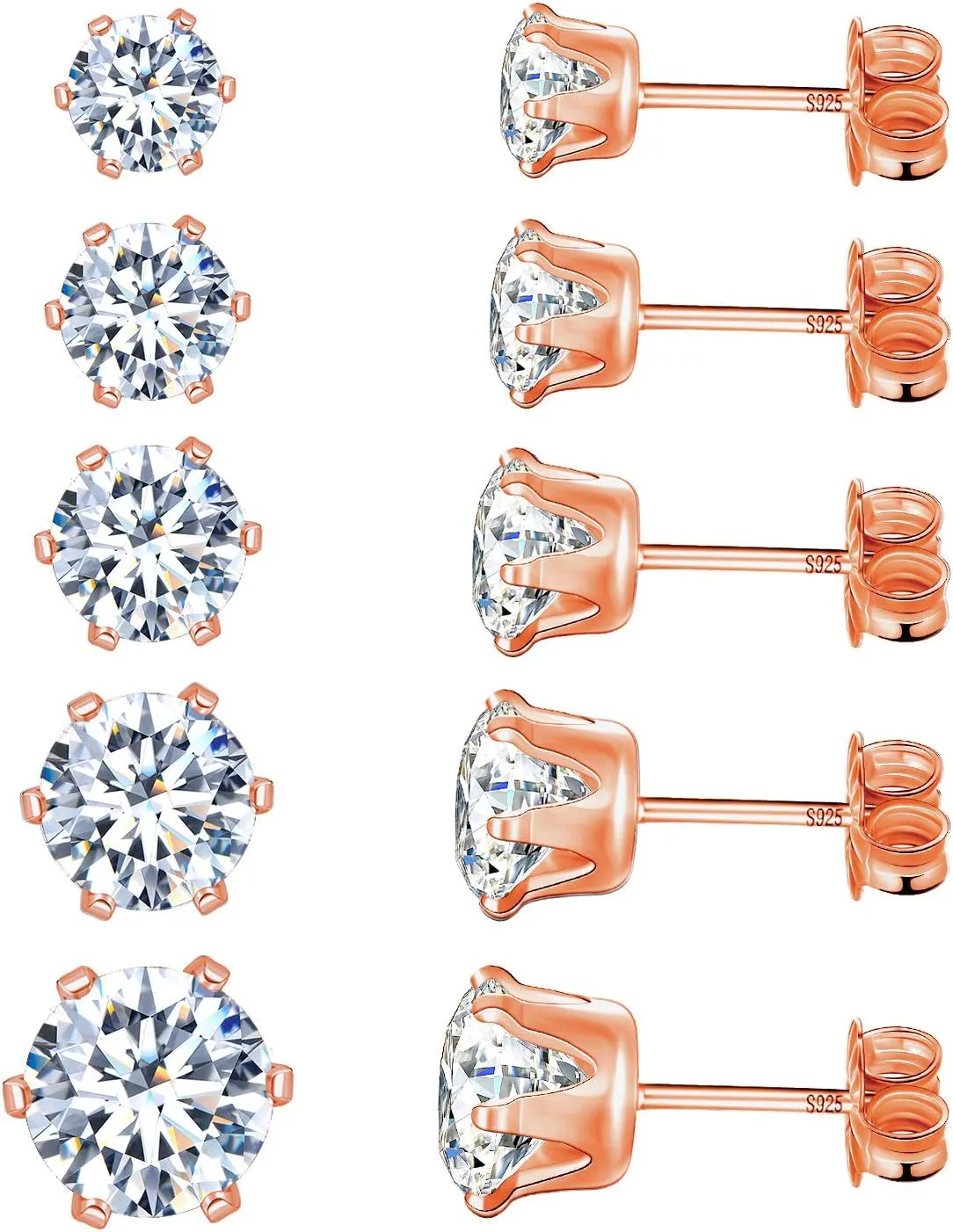925 Sterling Silver Stud Earrings Set for Women Men Gemstone Small Multiple Ear Piercings Cartilage Helix Jewelry Hypoallergenic
