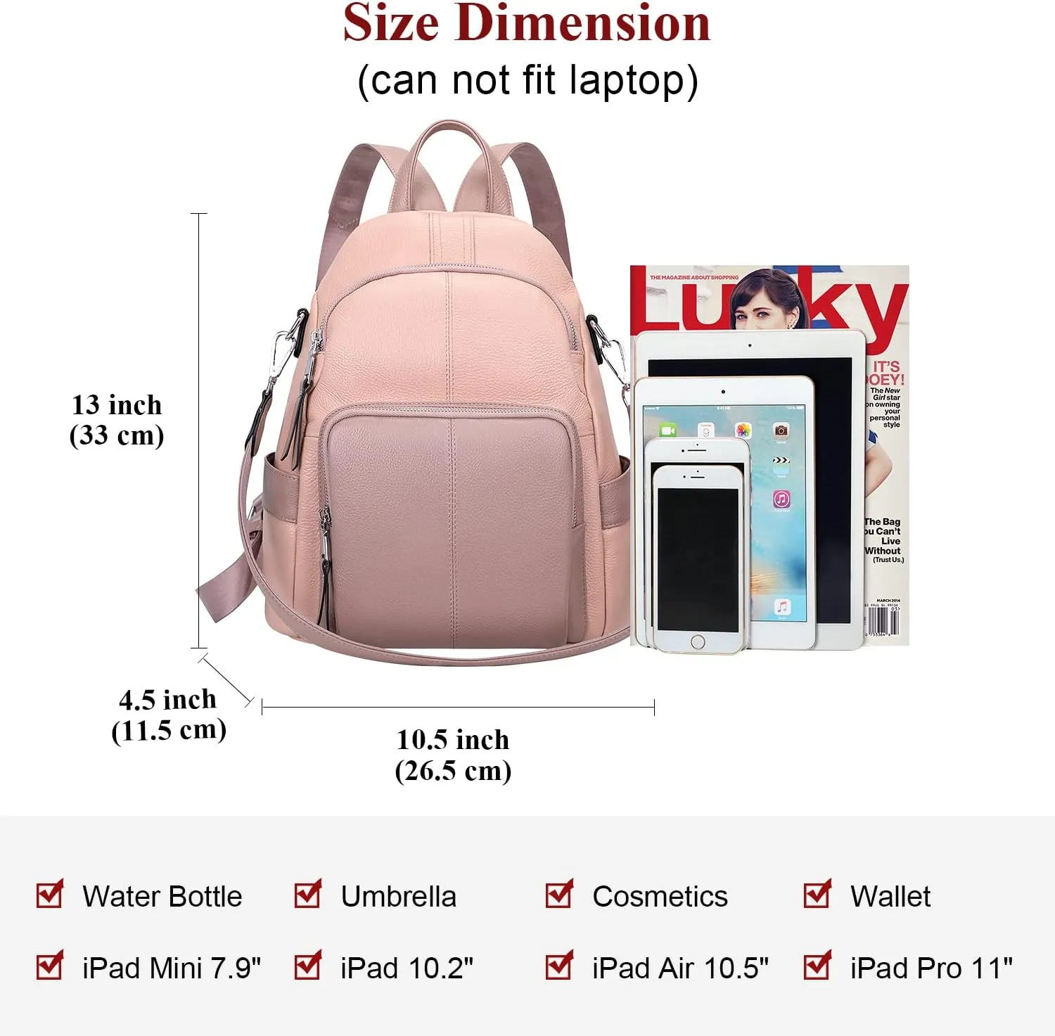 ALTOSY Soft Leather Backpack Purse For Women -theft Backpacks Versatile Shoulder Bag