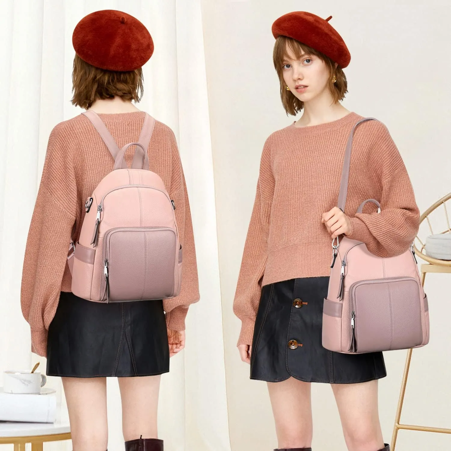 ALTOSY Soft Leather Backpack Purse For Women -theft Backpacks Versatile Shoulder Bag