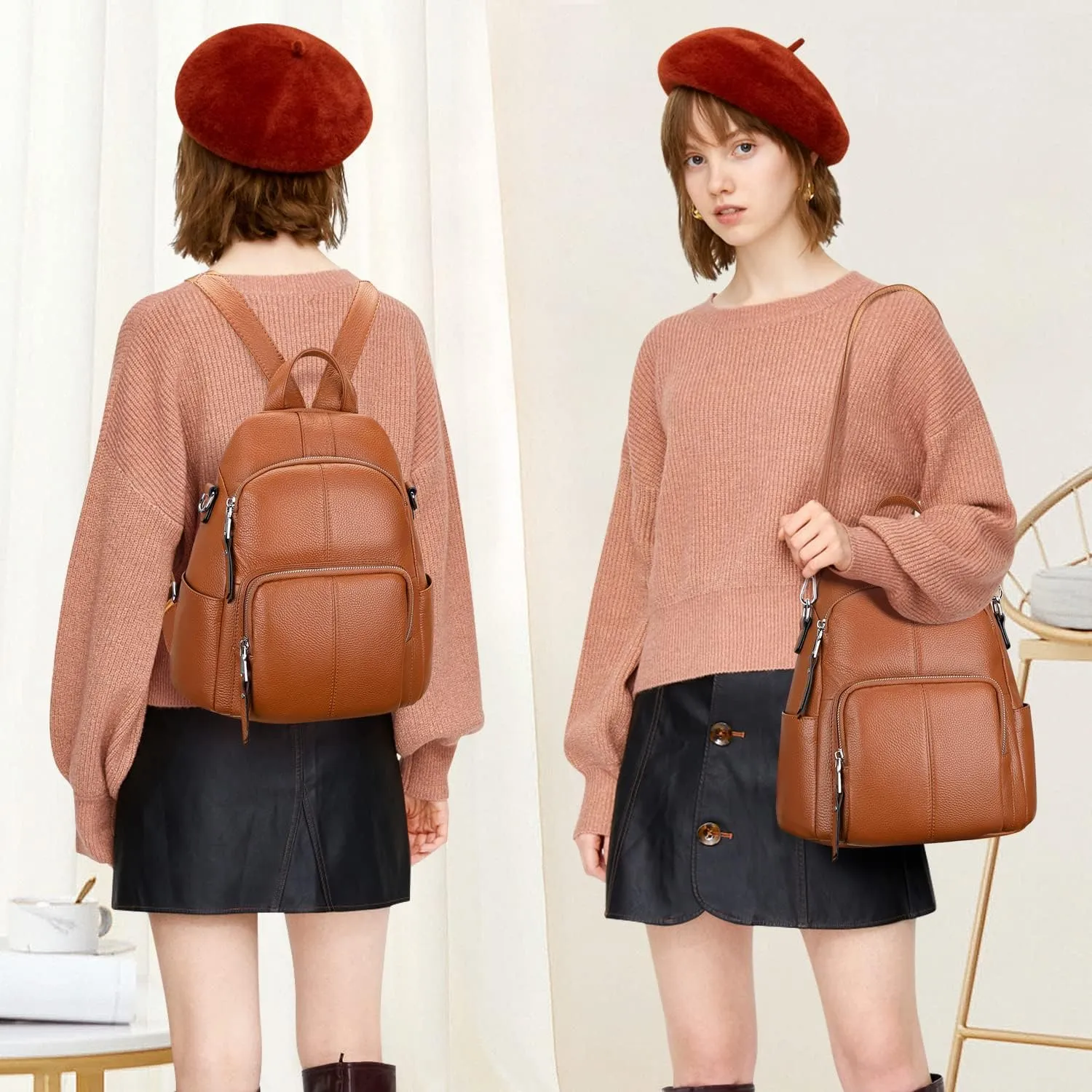 ALTOSY Soft Leather Backpack Purse For Women -theft Backpacks Versatile Shoulder Bag