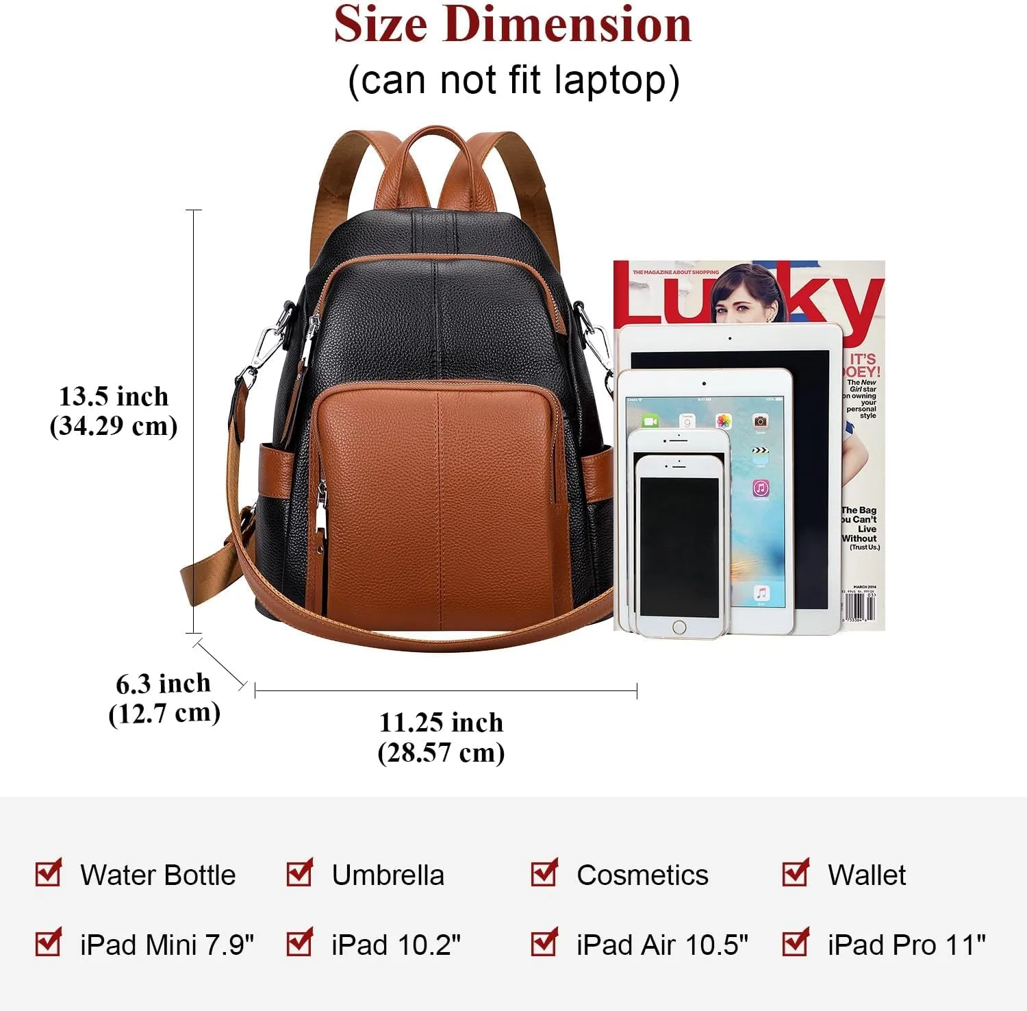 ALTOSY Soft Leather Backpack Purse For Women -theft Backpacks Versatile Shoulder Bag