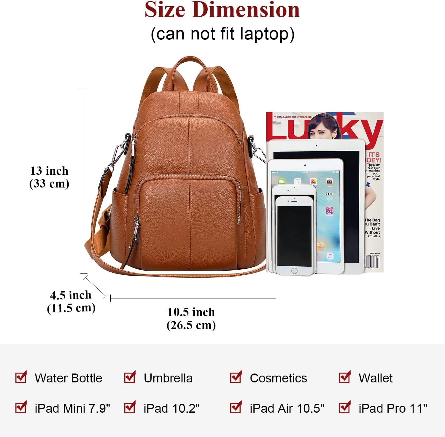 ALTOSY Soft Leather Backpack Purse For Women -theft Backpacks Versatile Shoulder Bag