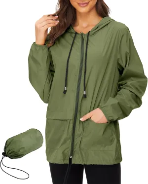 American Trends Women Rain Coats Lightweight Waterproof Outdoor Rain Jacket with Hood Packable Raincoats