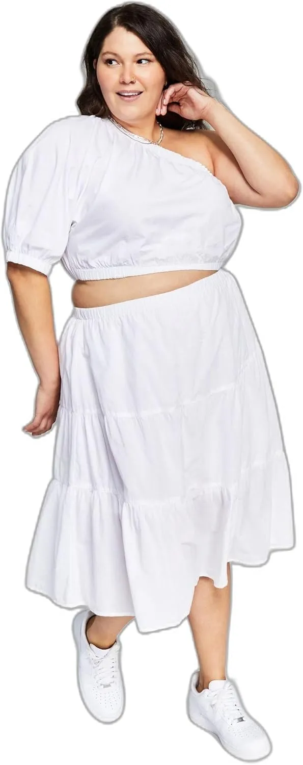 And Now This Trendy Plus Size One-Shoulder Midi Dress