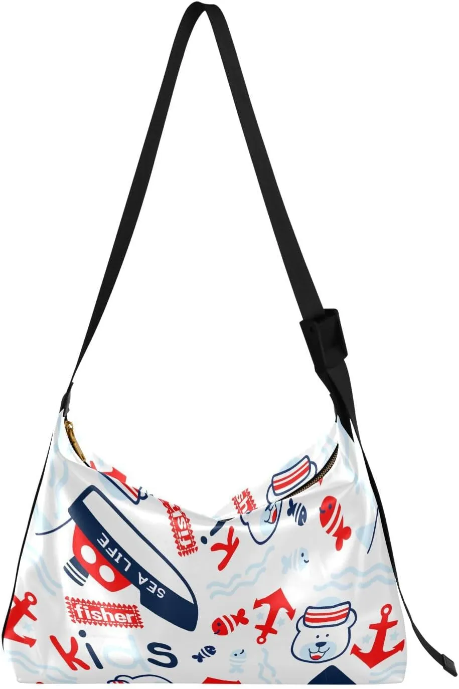 Animal Anchor Hobo Crossbody Bags for Women Leather Large Shoulder Bag Cross Body Summer Cartoon Trendy Womens Tote Bags Handbag for Travel Shopping