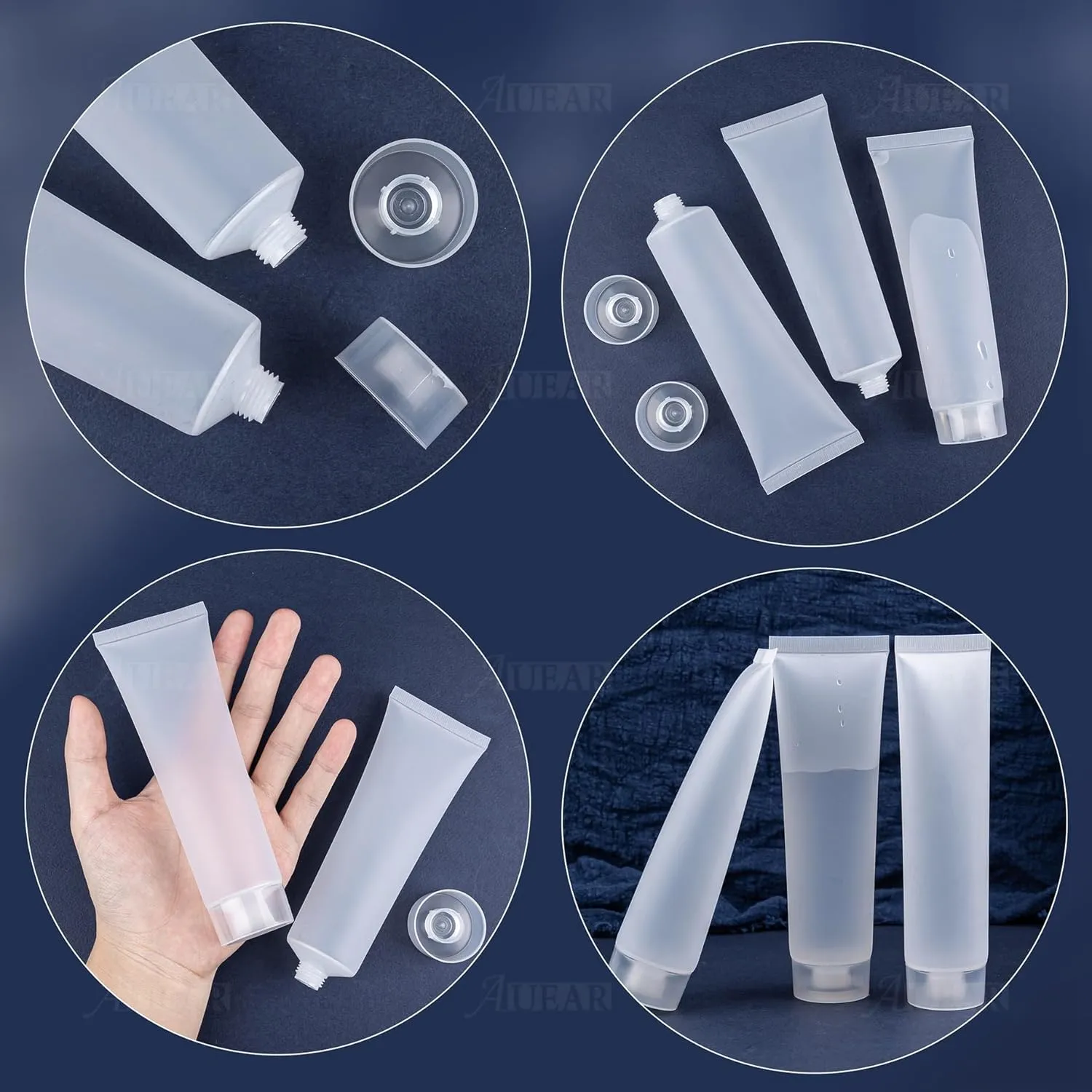 AUEAR, 24 Pack 100 Ml Refillable Empty Plastic Soft Squeeze Tubes Bottles for Hotel Travel