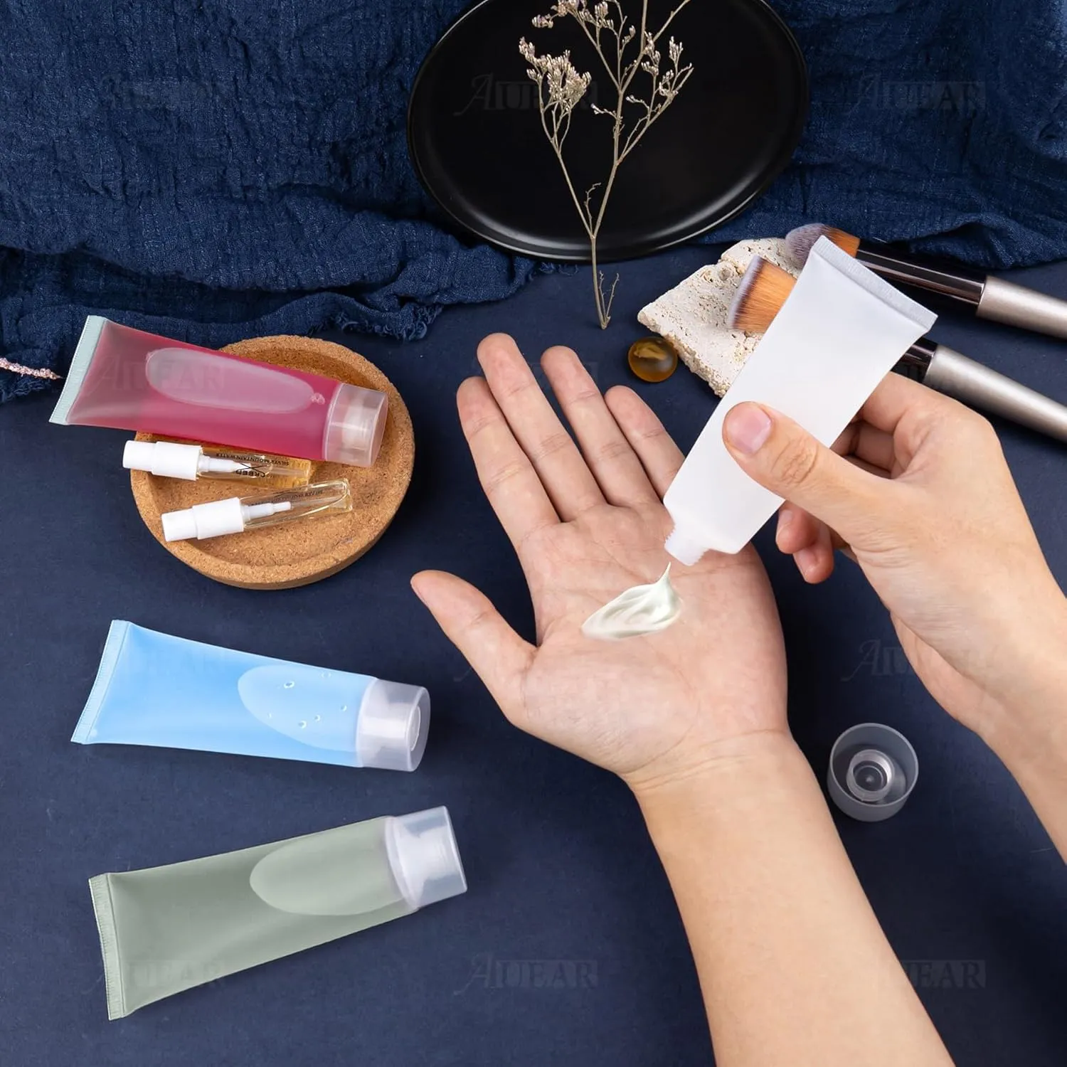 AUEAR, 24 Pack 50 Ml Empty Refillable Plastic Cosmetic Soft Tubes Bottles with Cover for Makeup Sample Travel
