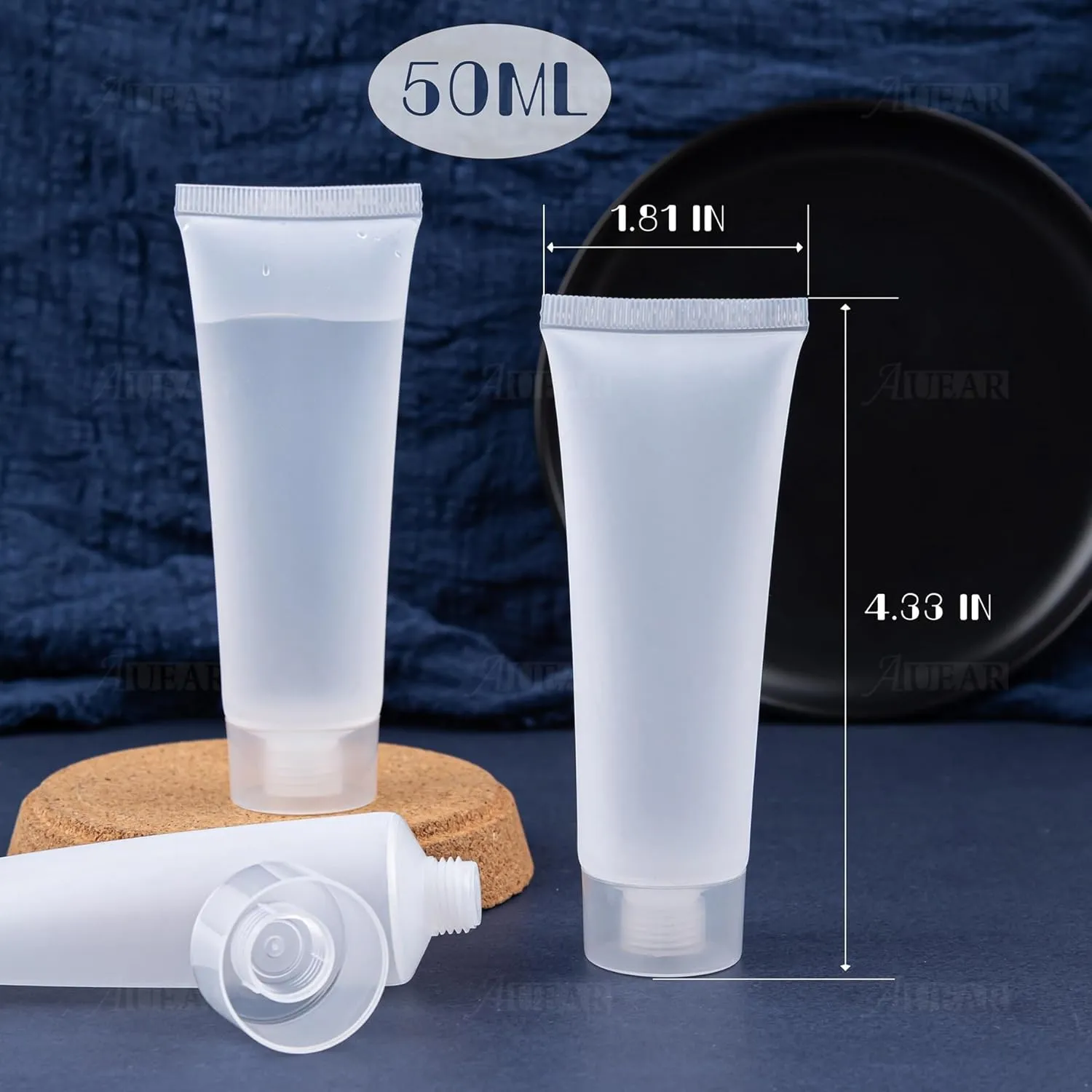 AUEAR, 24 Pack 50 Ml Empty Refillable Plastic Cosmetic Soft Tubes Bottles with Cover for Makeup Sample Travel
