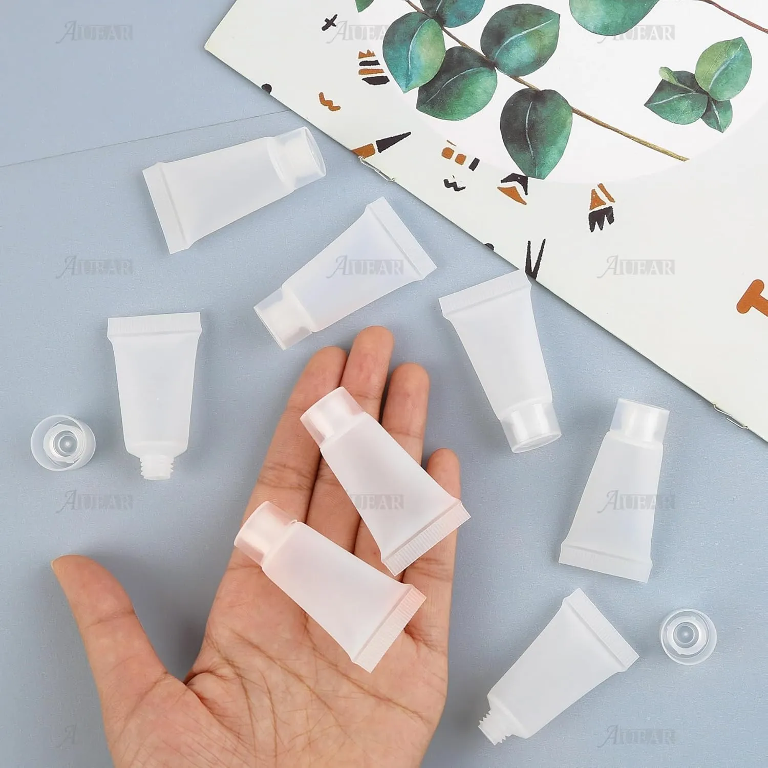 AUEAR, 24 Pack 5ml Empty Refillable Plastic Soft Tubes Squeeze Cosmetic Bottles Packing Sample Mini Containers for Body Lotion Shower Gel Shampoo Cleanser