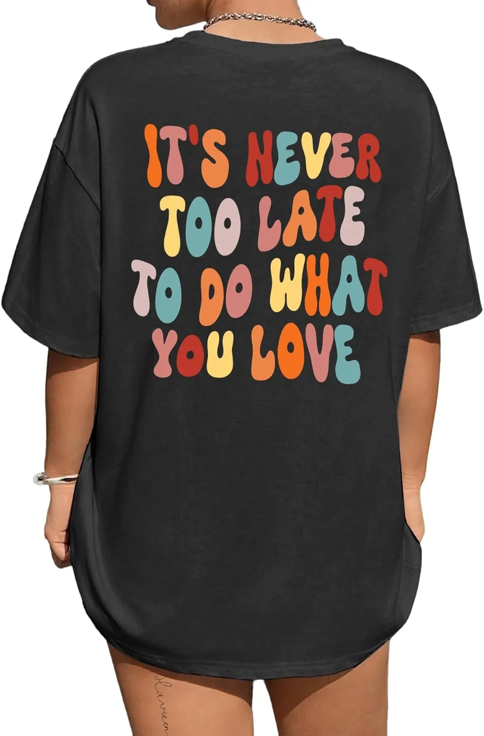Avanova Women Graphic Oversized T-Shirt Short Sleeve Letter Print Loose Tee Top