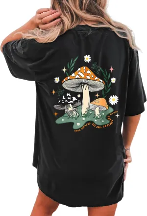 Avanova Women Graphic Oversized T-Shirt Short Sleeve Letter Print Loose Tee Top