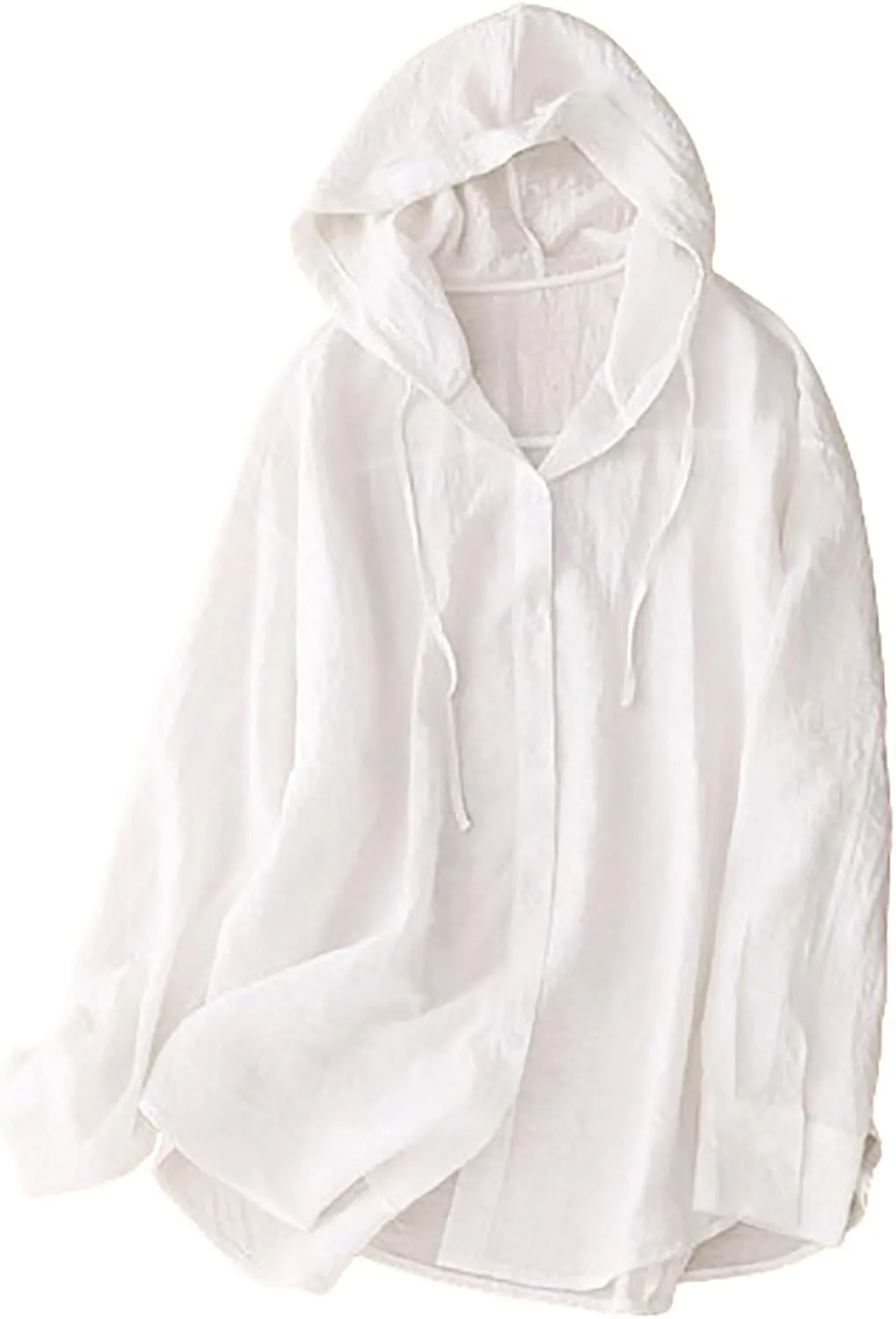Binmer Women's Linen Sun Protection Hoodie Jacket Lightweight Long Sleeve Shirt Oversized Loose Breathable Hooded Cover Ups