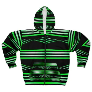 Black Green White Unisex Zip Hoodie