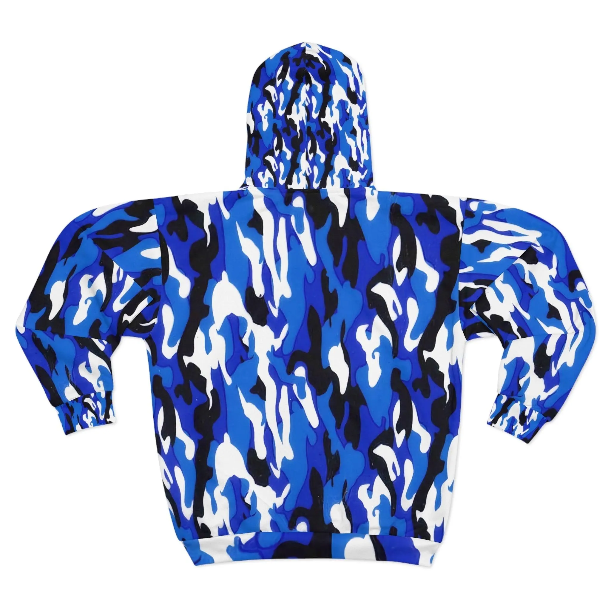 Blue Black White Camo Unisex Zip Hoodie