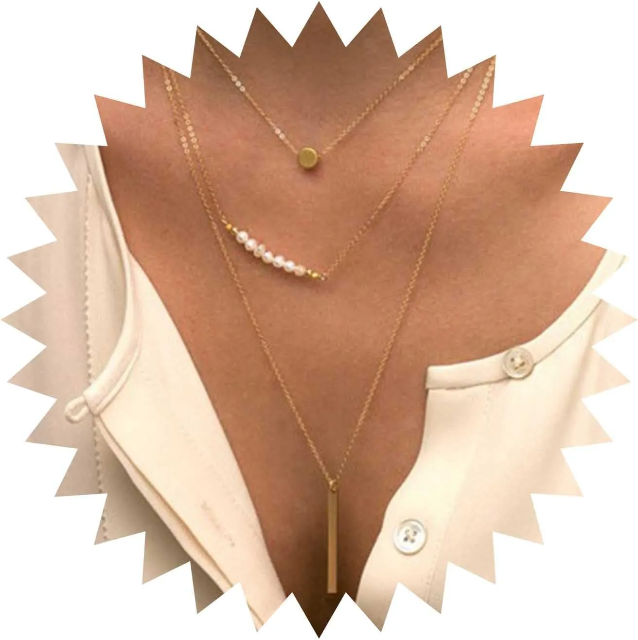 Boho Layered Bar Necklace Gold Pearl Bar Necklace Bar Vertical Pendent Necklace Wedding Pearl Necklace Pearl Bar Choker Necklace Jewelry For Women