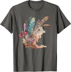 Boho Western Feathers Desert Flower Women's Trendy Southern T-Shirt