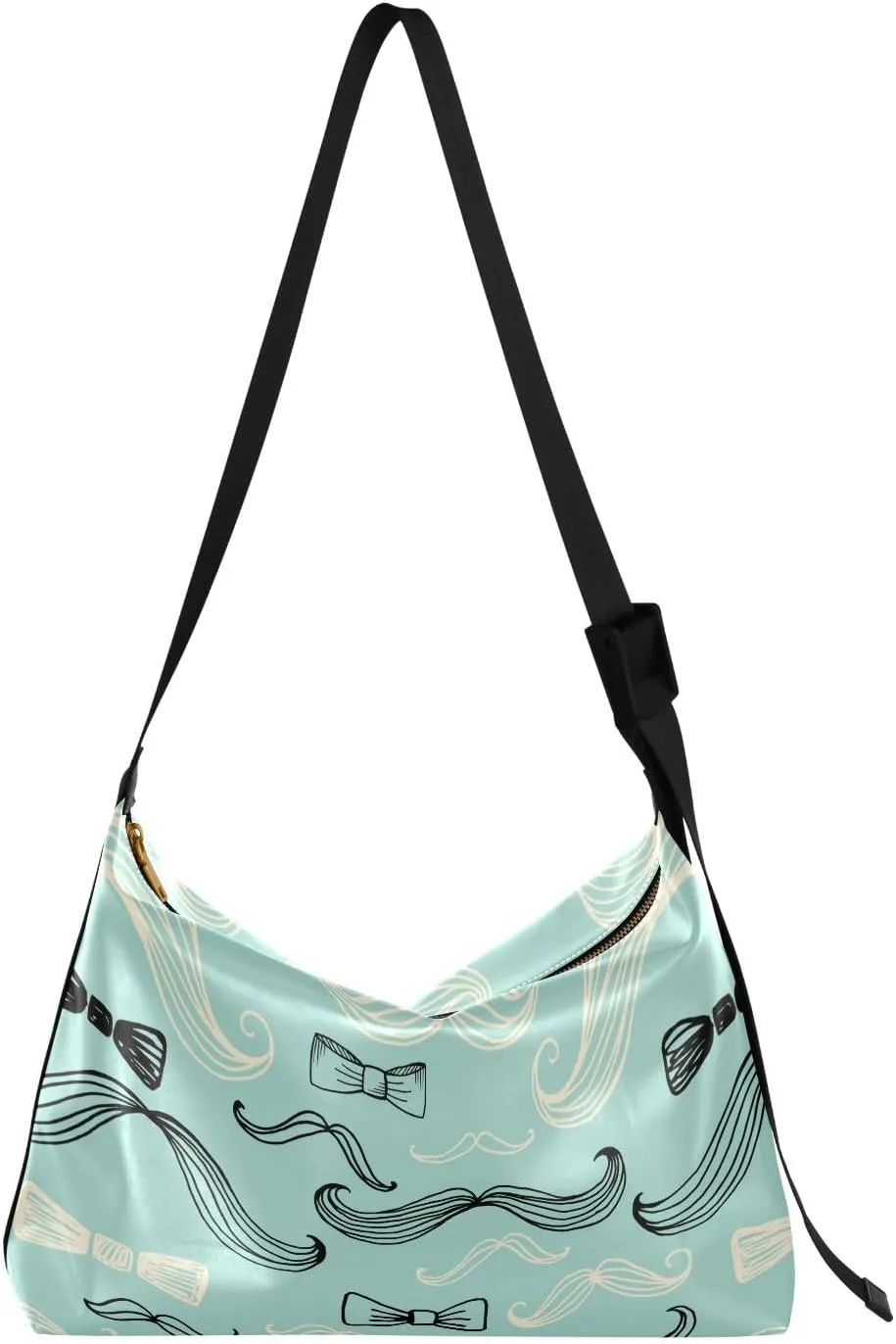 Bow Tie and Moustache Hobo Crossbody Bags for Women Leather Large Shoulder Bag Cross Body Trendy Womens Tote Bags Handbag for Travel Shopping