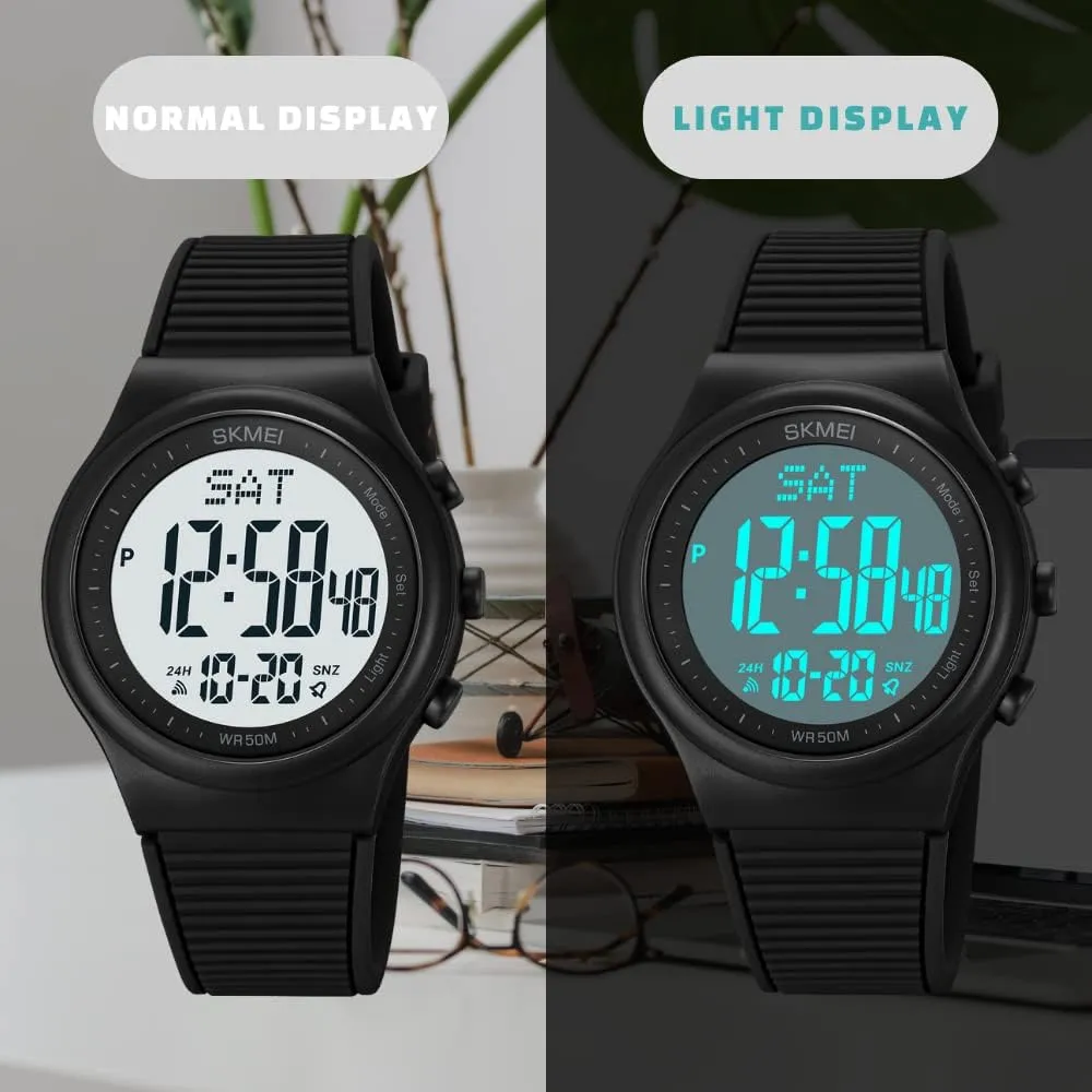 CakCity Digital Watch for Women Waterproof Stopwatch Sports Watches for Mens and Womens Unisex Outdoor Rubber Strap Multifunction Wristwatch with Luminous Display
