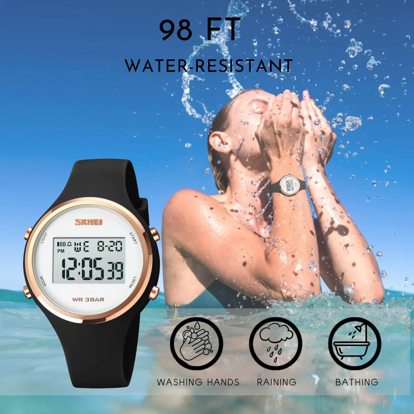 CakCity Digital Watch for Women Waterproof Stopwatch Sports Watches for Mens and Womens Unisex Wristwatch with Luminous Display