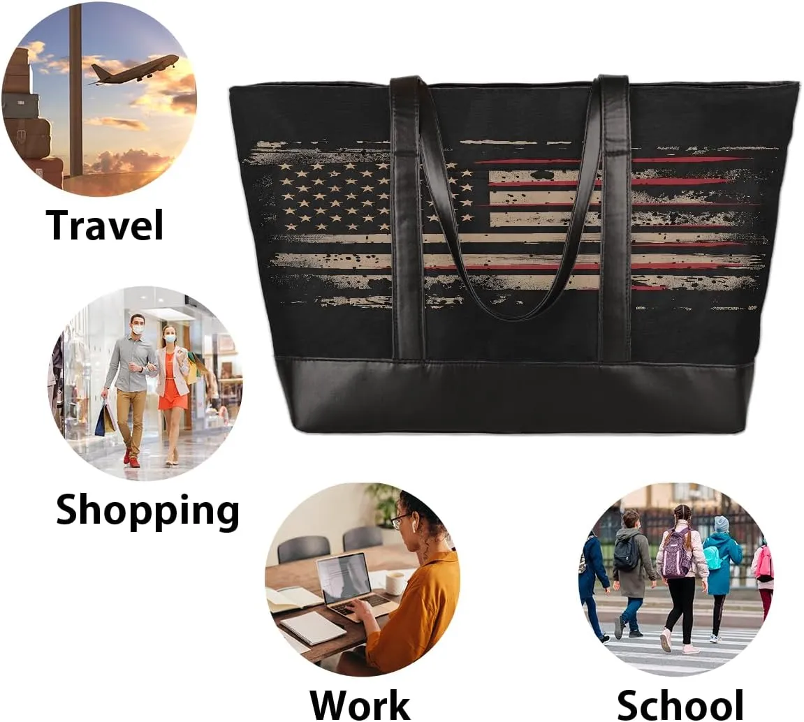 Canvas Laptop Tote Bag for Women Abstract Basketball Sports 15.6 Inch Large Capacity Computer Bag