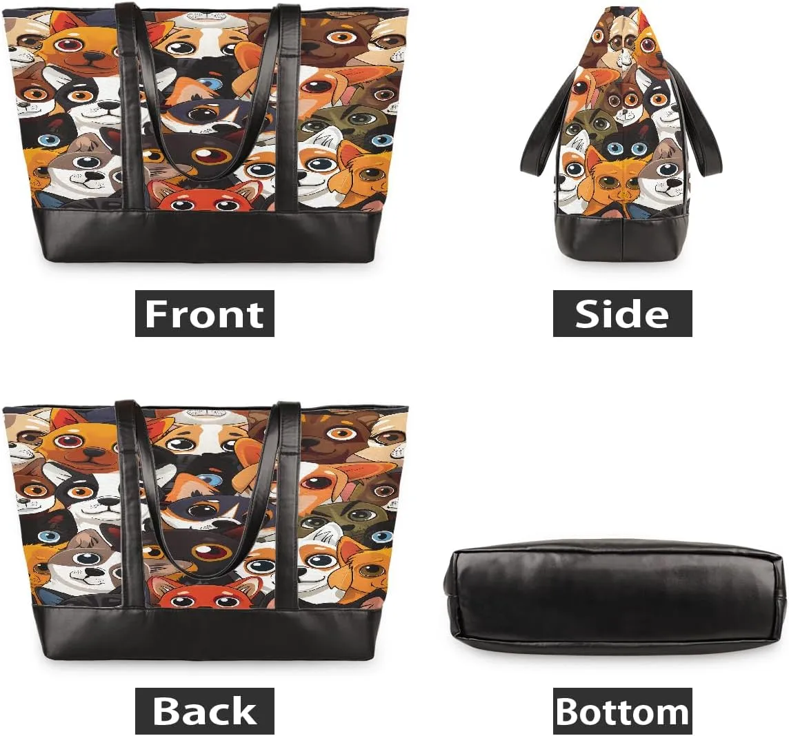 Canvas Laptop Tote Bag for Women Animal Eyes Cute 15.6 Inch Large Capacity Computer Bag