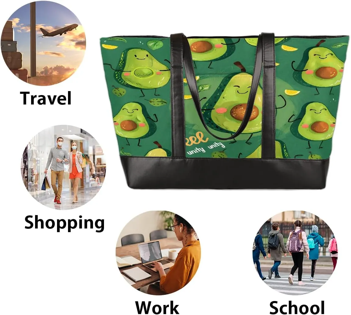 Canvas Laptop Tote Bag for Women Animal Eyes Cute 15.6 Inch Large Capacity Computer Bag