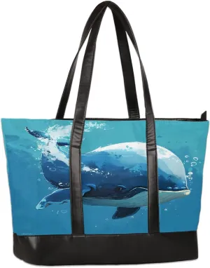 Canvas Laptop Tote Bag for Women Animal Swan Love Heart 15.6 Inch Large Capacity Computer Bag