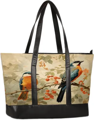 Canvas Laptop Tote Bag for Women Animal Swan Love Heart 15.6 Inch Large Capacity Computer Bag