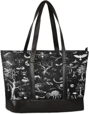 Canvas Laptop Tote Bag for Women Animal Tree Black 15.6 Inch Large Capacity Computer Bag