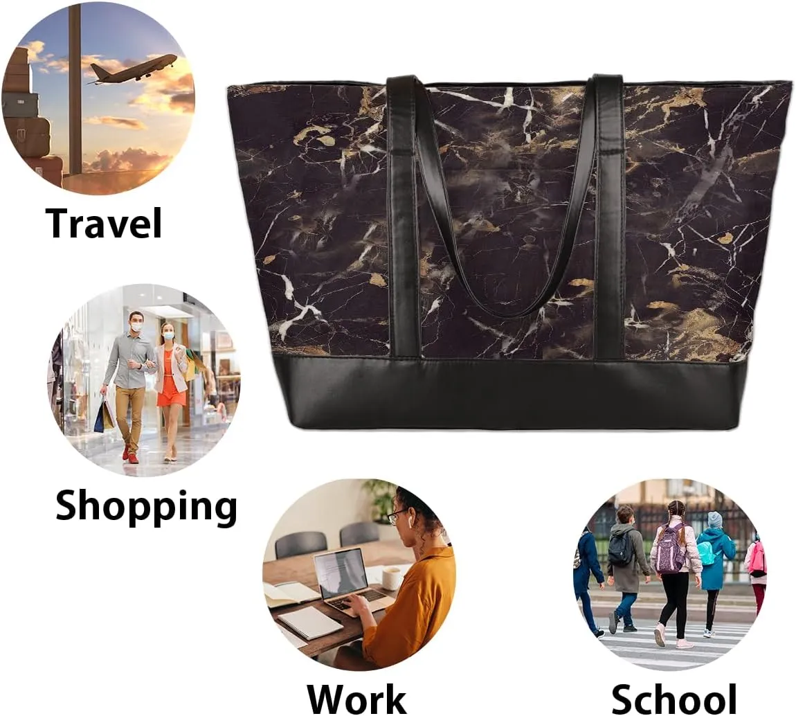Canvas Laptop Tote Bag for Women Autism Line Design Girl 15.6 Inch Large Capacity Computer Bag