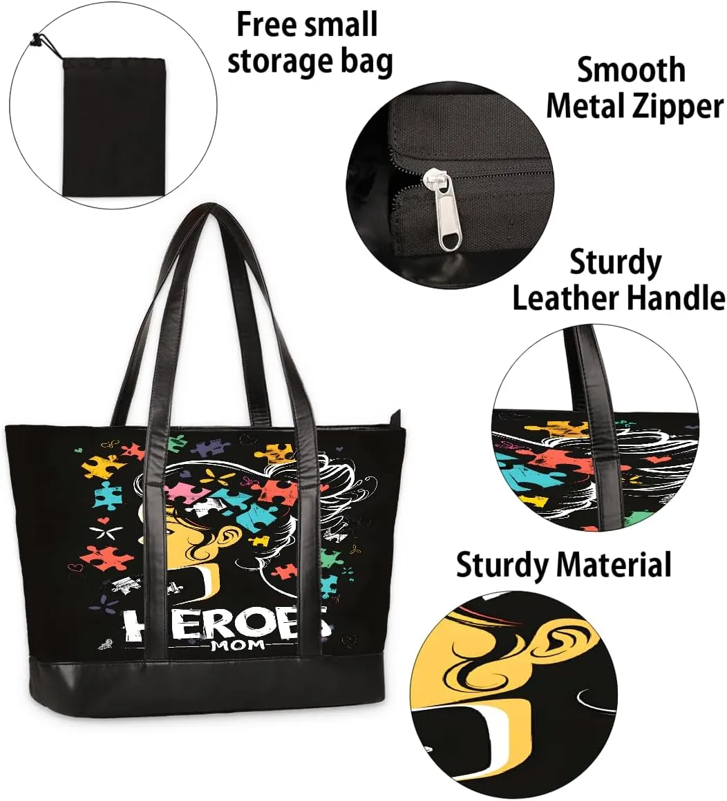 Canvas Laptop Tote Bag for Women Autism Line Design Girl 15.6 Inch Large Capacity Computer Bag
