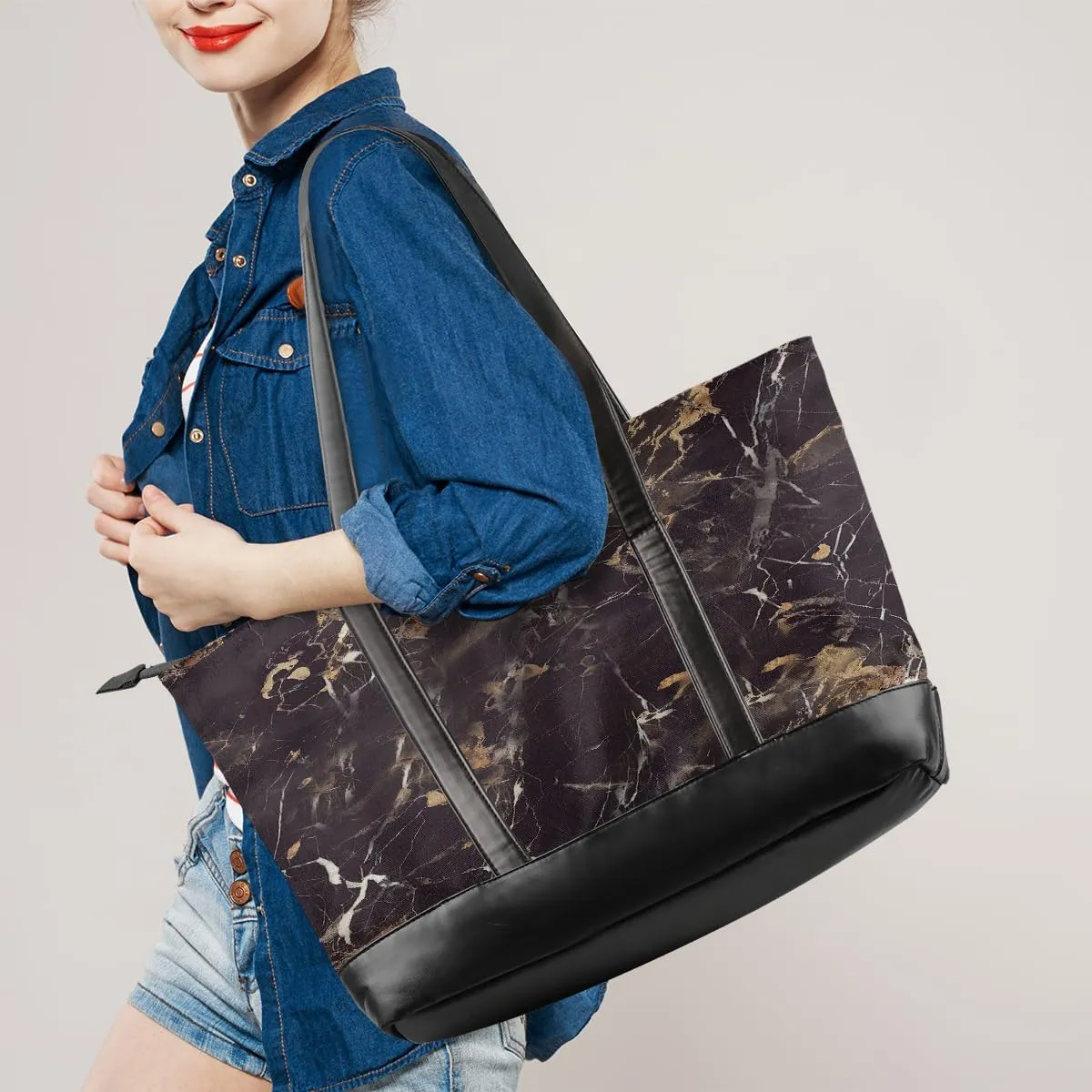 Canvas Laptop Tote Bag for Women Autism Line Design Girl 15.6 Inch Large Capacity Computer Bag