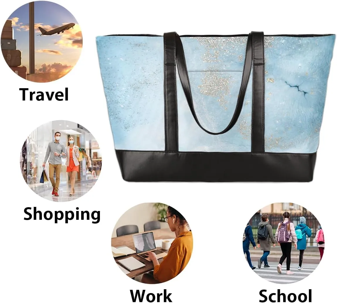 Canvas Laptop Tote Bag for Women Autism Line Design Girl 15.6 Inch Large Capacity Computer Bag