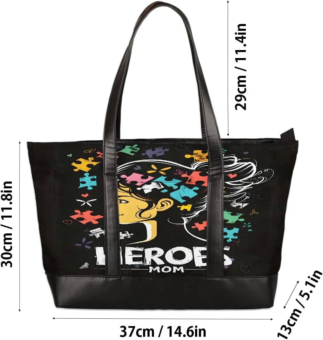 Canvas Laptop Tote Bag for Women Autism Line Design Girl 15.6 Inch Large Capacity Computer Bag