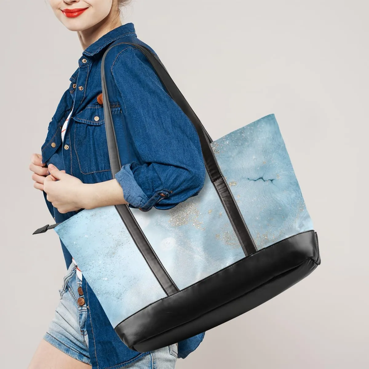 Canvas Laptop Tote Bag for Women Autism Line Design Girl 15.6 Inch Large Capacity Computer Bag
